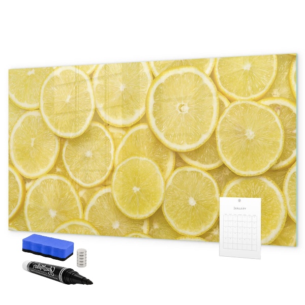 Lavagna magnetica scrivibile Motivo a limoni con foto e accessori