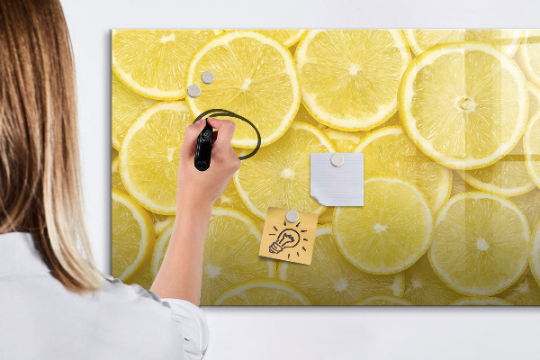Lavagna magnetica scrivibile Motivo a limoni con foto e accessori