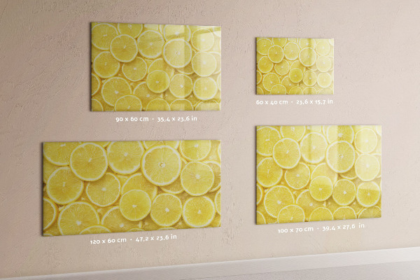Lavagna magnetica scrivibile Motivo a limoni con foto e accessori