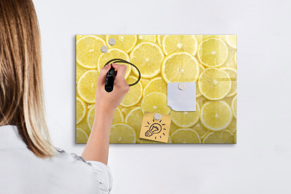 Lavagna magnetica scrivibile Motivo a limoni con foto e accessori