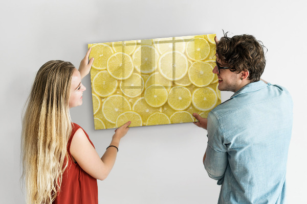Lavagna magnetica scrivibile Motivo a limoni con foto e accessori