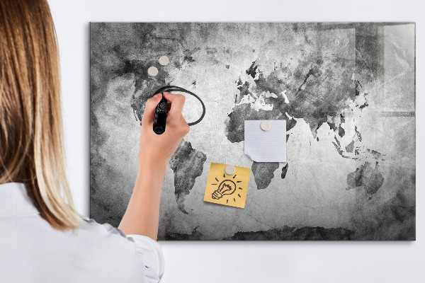 Lavagna magnetica con pennarelli Mappa del mondo con foto personali