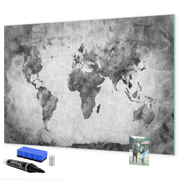 Lavagna magnetica con pennarelli Mappa del mondo con foto personali