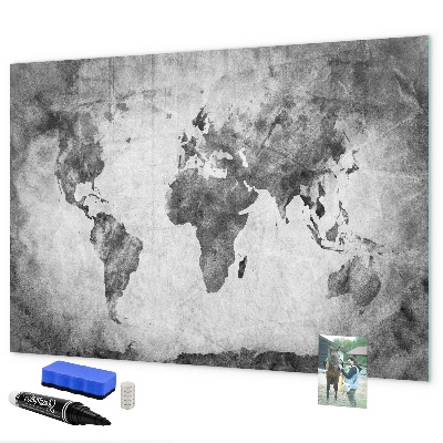 Lavagna magnetica con pennarelli Mappa del mondo con foto personali