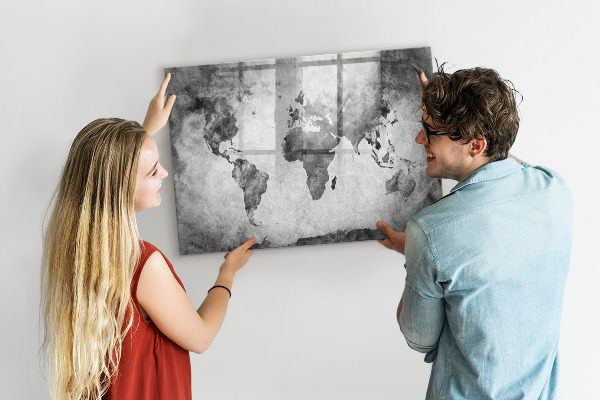 Lavagna magnetica con pennarelli Mappa del mondo con foto personali