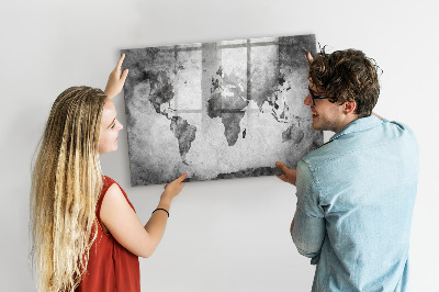 Lavagna magnetica con pennarelli Mappa del mondo con foto personali