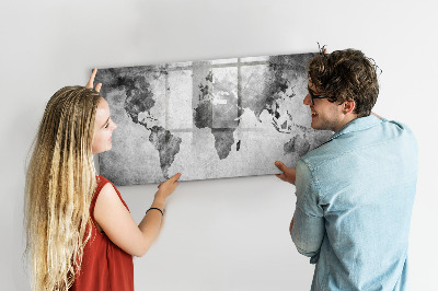 Lavagna magnetica con pennarelli Mappa del mondo con foto personali