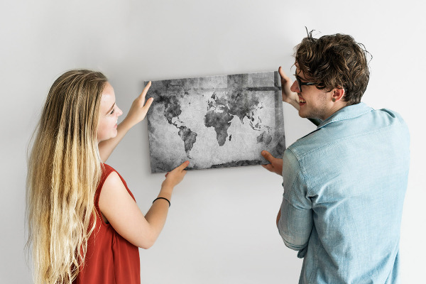 Lavagna magnetica con pennarelli Mappa del mondo con foto personali