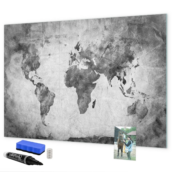 Lavagna magnetica con pennarelli Mappa del mondo con foto personali