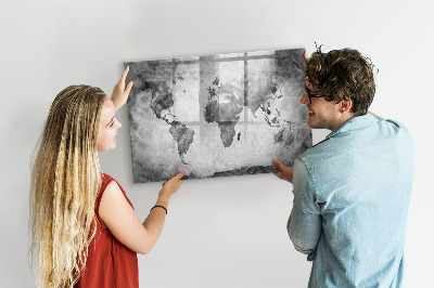Lavagna magnetica con pennarelli Mappa del mondo con foto personali