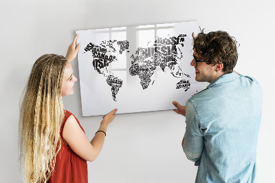 Lavagna magnetica scrivibile Una mappa del mondo con ricordi personali