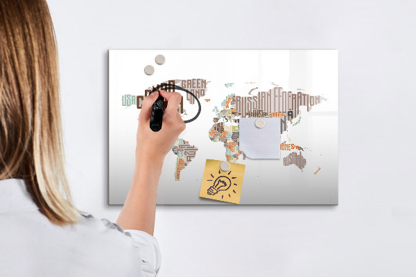 Lavagna magnetica scrivibile Mappa del mondo con indicazione delle posizioni delle foto