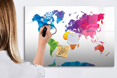Lavagna magnetica con pennarelli Una mappa colorata per foto e appunti.