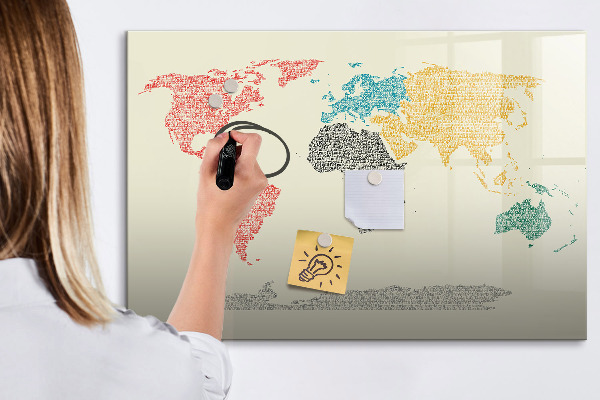 Lavagna magnetica con pennarelli Mappa del mondo con luoghi e foto