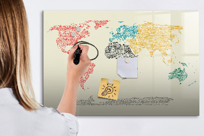 Lavagna magnetica con pennarelli Mappa del mondo con luoghi e foto