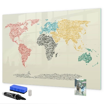Lavagna magnetica con pennarelli Mappa del mondo con luoghi e foto