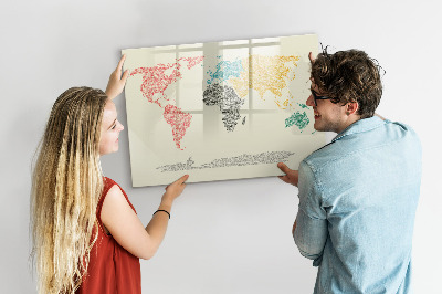 Lavagna magnetica con pennarelli Mappa del mondo con luoghi e foto