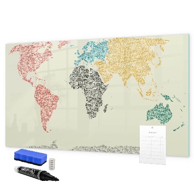 Lavagna magnetica con pennarelli Mappa del mondo con luoghi e foto