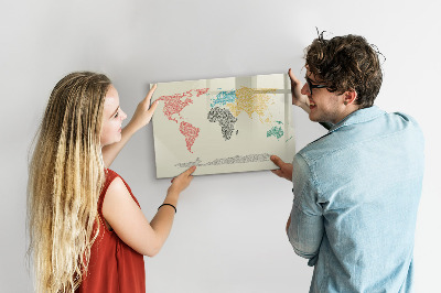 Lavagna magnetica con pennarelli Mappa del mondo con luoghi e foto