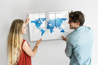 Lavagna magnetica con pennarelli Mappa del mondo con indicazione delle posizioni delle foto