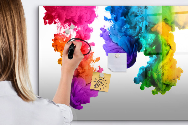 Lavagna magnetica scrivibile Nuvole colorate con foto personali