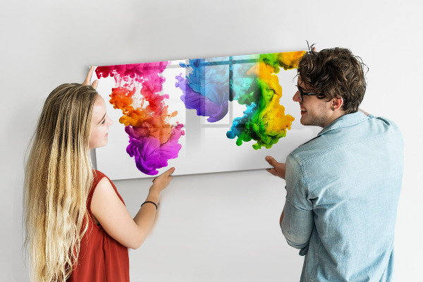 Lavagna magnetica scrivibile Nuvole colorate con foto personali