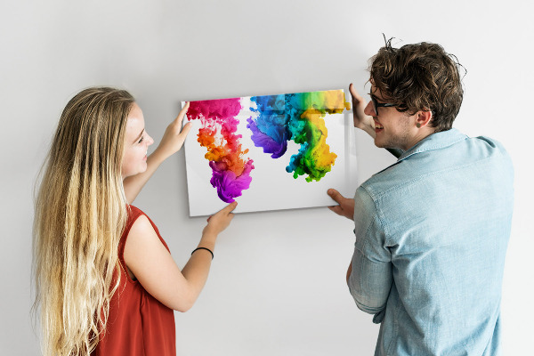 Lavagna magnetica scrivibile Nuvole colorate con foto personali