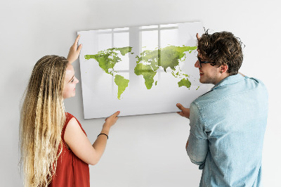 Lavagna magnetica scrivibile Mappa del mondo con indicazione delle posizioni delle foto