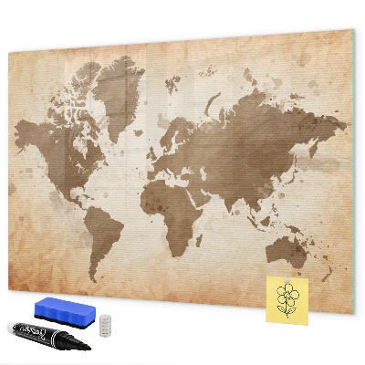 Lavagna magnetica con pennarelli Mappa del mondo con indicazione delle posizioni delle foto