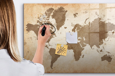 Lavagna magnetica con pennarelli Mappa del mondo con indicazione delle posizioni delle foto