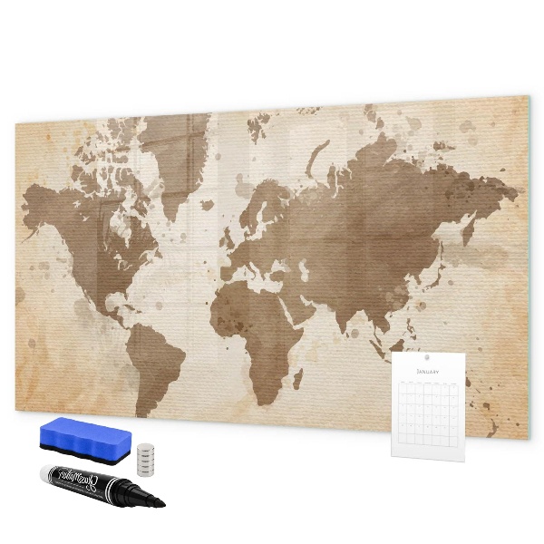 Lavagna magnetica con pennarelli Mappa del mondo con indicazione delle posizioni delle foto