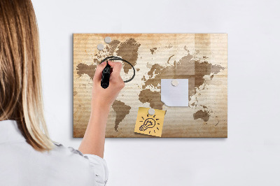 Lavagna magnetica con pennarelli Mappa del mondo con indicazione delle posizioni delle foto