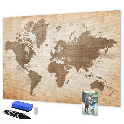 Lavagna magnetica con pennarelli Mappa del mondo con indicazione delle posizioni delle foto