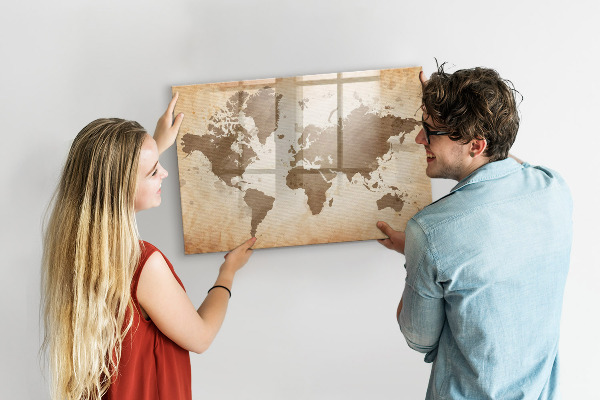 Lavagna magnetica con pennarelli Mappa del mondo con indicazione delle posizioni delle foto
