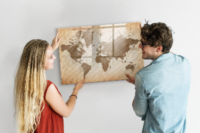 Lavagna magnetica con pennarelli Mappa del mondo con indicazione delle posizioni delle foto