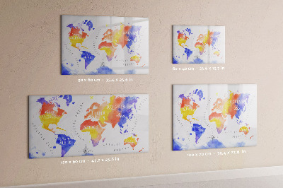 Lavagna magnetica scrivibile Mappa del mondo a colori con foto