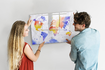 Lavagna magnetica scrivibile Mappa del mondo a colori con foto