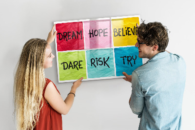 Lavagna magnetica con pennarelli Slogan stimolanti per l'azione e i sogni