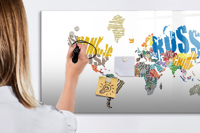 Lavagna magnetica scrivibile Mappa del mondo con indicazione delle posizioni delle foto