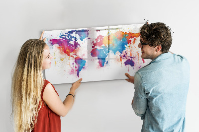Lavagna magnetica scrivibile Mappa del mondo a colori con foto