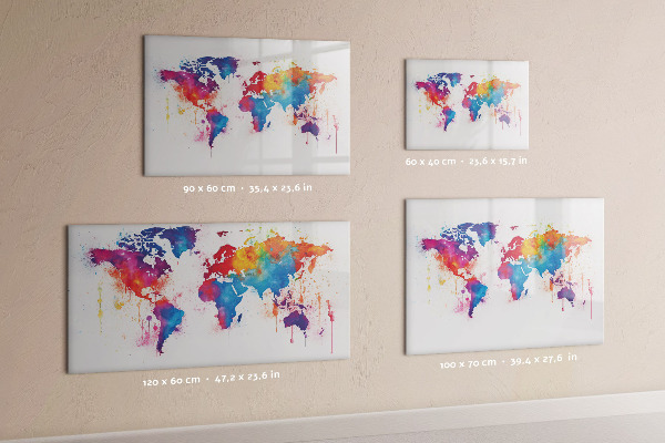Lavagna magnetica scrivibile Mappa del mondo a colori con foto
