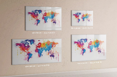 Lavagna magnetica scrivibile Mappa del mondo a colori con foto