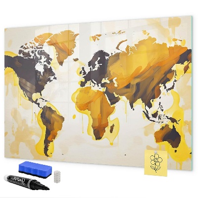Lavagna magnetica con pennarelli Mappa del mondo con indicazione delle posizioni delle foto