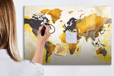 Lavagna magnetica con pennarelli Mappa del mondo con indicazione delle posizioni delle foto
