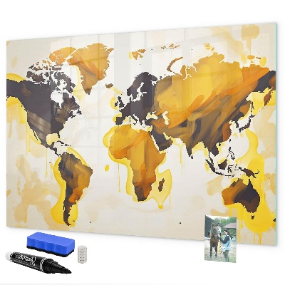 Lavagna magnetica con pennarelli Mappa del mondo con indicazione delle posizioni delle foto