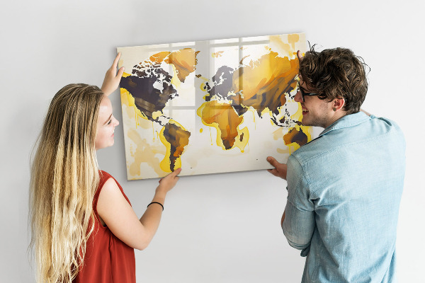 Lavagna magnetica con pennarelli Mappa del mondo con indicazione delle posizioni delle foto
