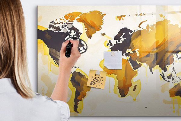 Lavagna magnetica con pennarelli Mappa del mondo con indicazione delle posizioni delle foto