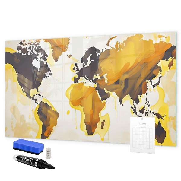 Lavagna magnetica con pennarelli Mappa del mondo con indicazione delle posizioni delle foto