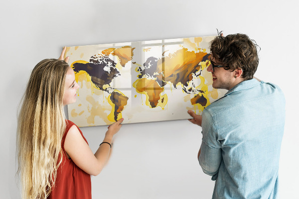 Lavagna magnetica con pennarelli Mappa del mondo con indicazione delle posizioni delle foto