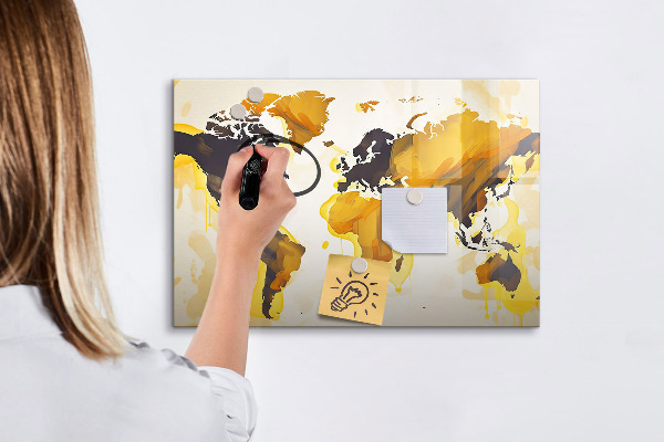 Lavagna magnetica con pennarelli Mappa del mondo con indicazione delle posizioni delle foto